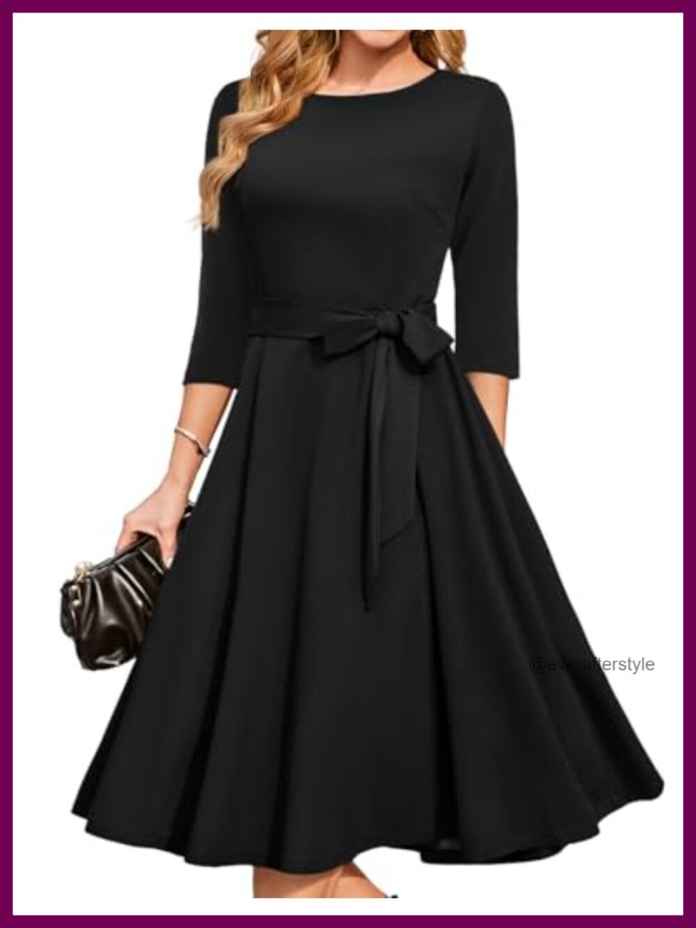 Vintage A-Line Cocktail Dress Stretchy Tea Length